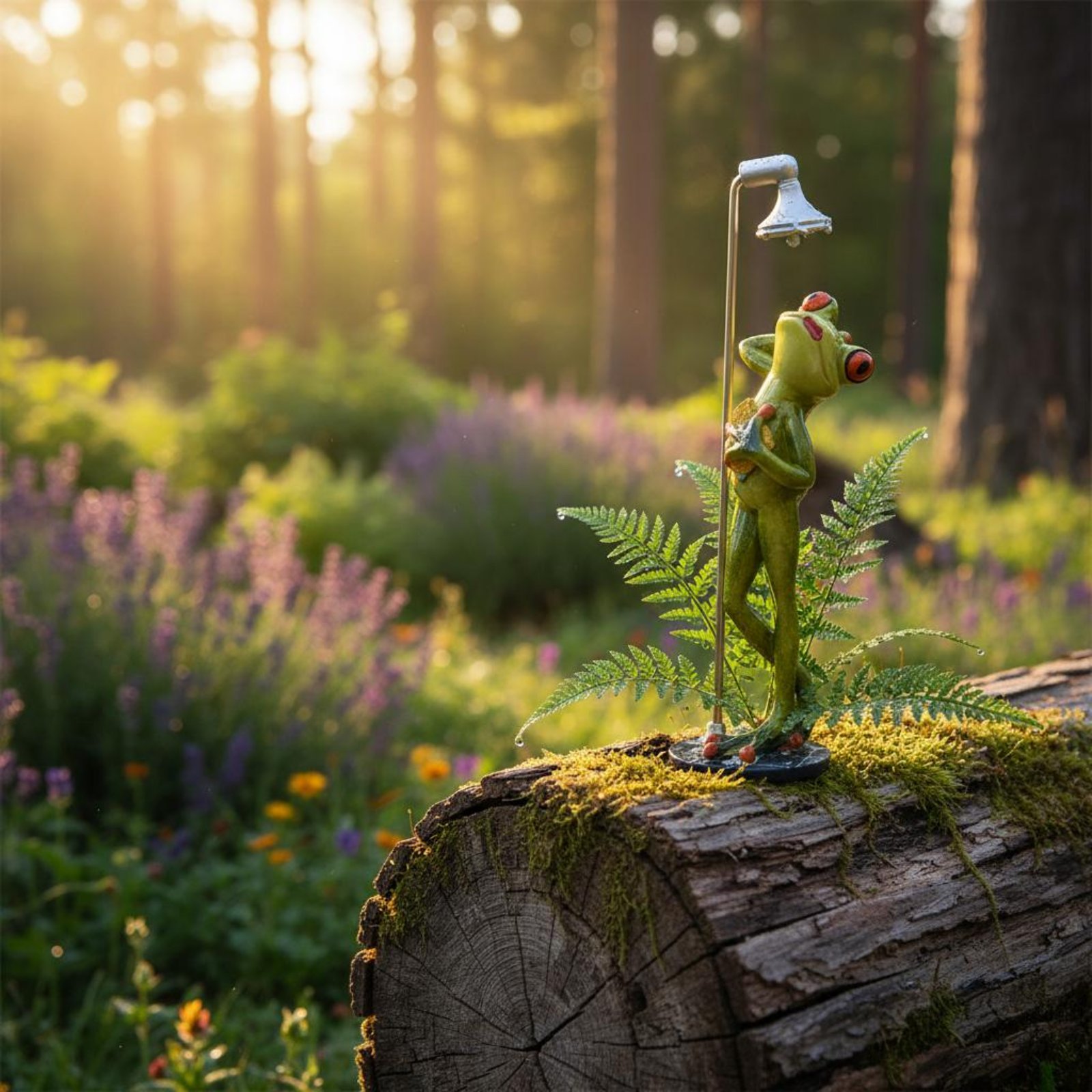 Home For Bathroom - Showering Frog Figurine Great Gift Bathing