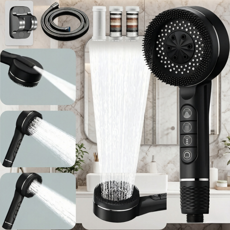Home Bathroom Upgrades - Filtered Supercharged Shower Head Four-speed Adjustment