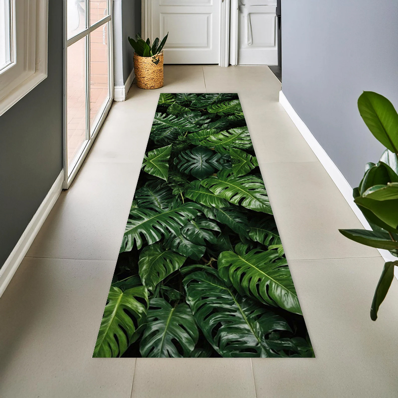 Tropical Plant Leaves Green Mo - مراجعة Zara Home Bathroom Mat وسعره