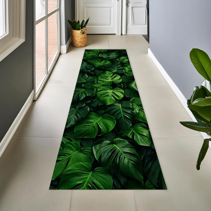 Tropical Plant Leaves Green Mo - مراجعة Zara Home Bathroom Mat وسعره