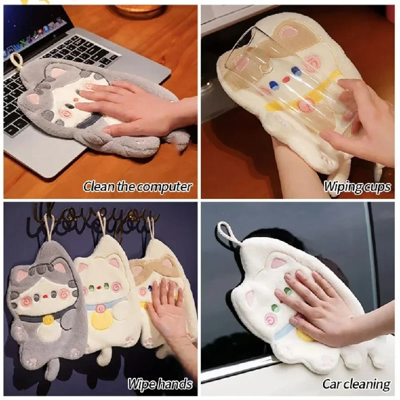 Cute Cat Hand Towel Quick Dryi - مراجعة Home Bathroom Supplies وسعره