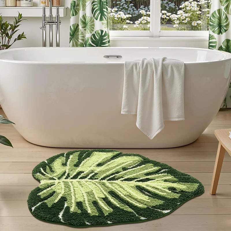 VIKAMA Non-Slip Bath Mat Green - مراجعة Zara Home Bathroom Mat وسعره