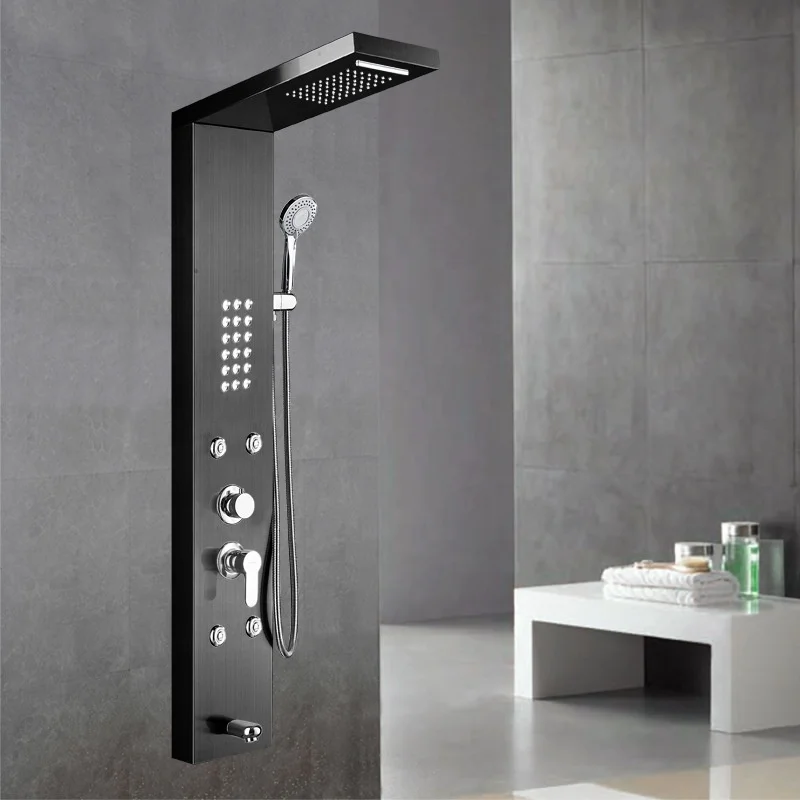 Luxury Black Color Thermostati - مراجعة Shower Head Rain وسعره