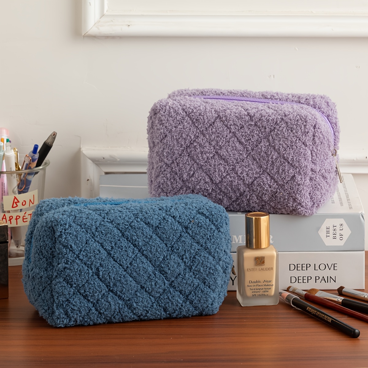 1 Plush Makeup Bag |   Cosmeti - مراجعة Japanese Home Bathroom Design وسعره