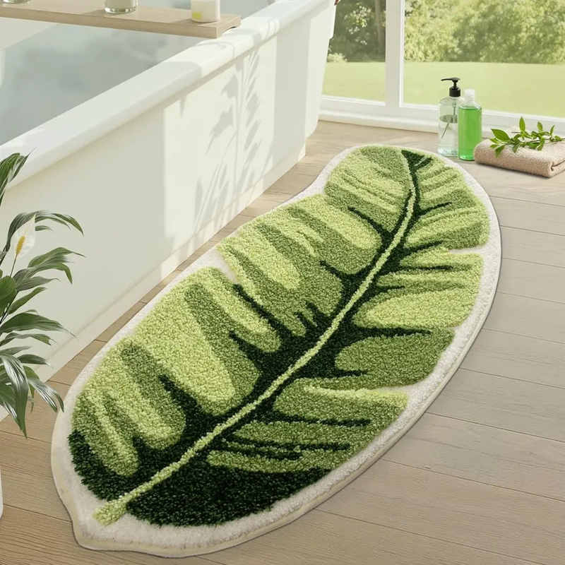VIKAMA Small Fresh Green Leaf  - مراجعة Zara Home Bathroom Mat وسعره