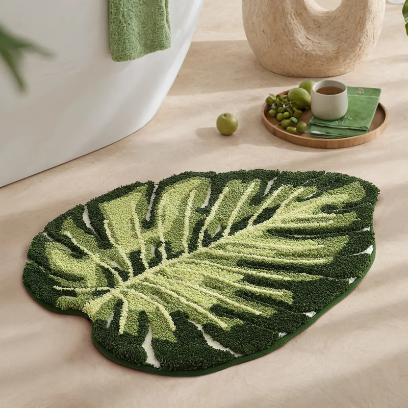 VIKAMA Small Fresh Green Leaf  - مراجعة Zara Home Bathroom Mat وسعره