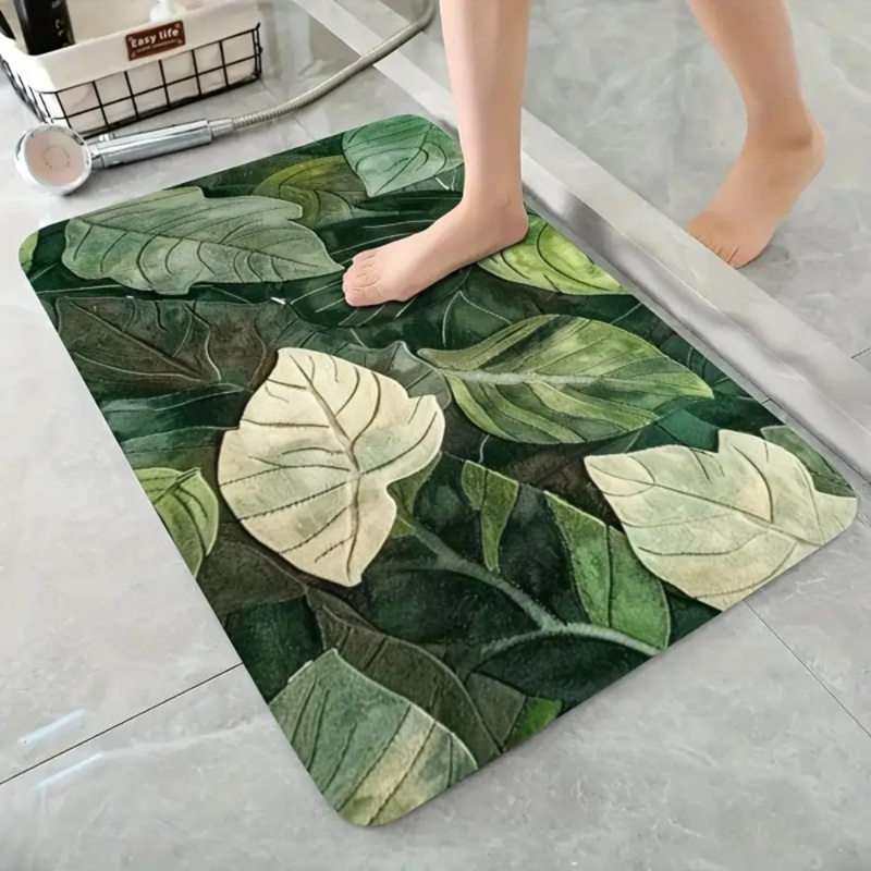 VIKAMA Forest Tropical Leaf Ba - مراجعة Zara Home Bathroom Mat وسعره