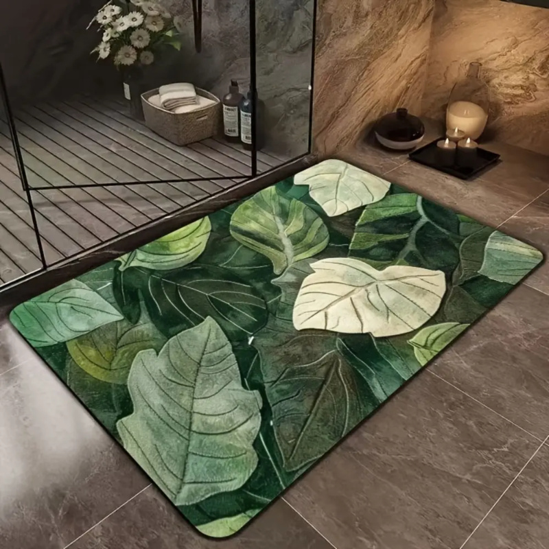 VIKAMA Forest Tropical Leaf Ba - مراجعة Zara Home Bathroom Mat وسعره