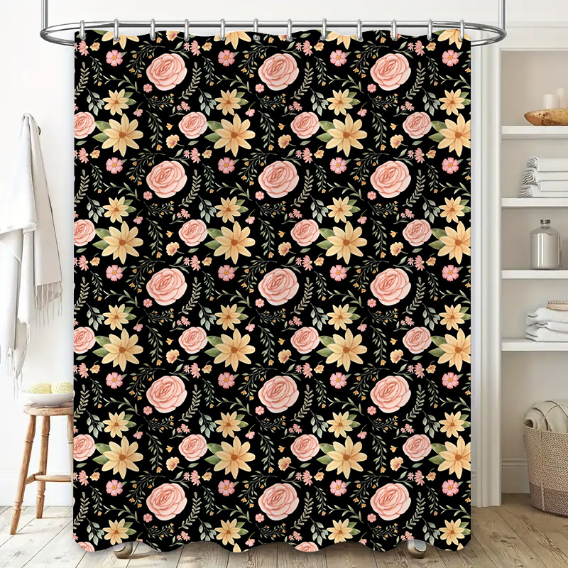 Black White Patterned Shower C - مراجعة Home Bathroom Remodel Diy وسعره