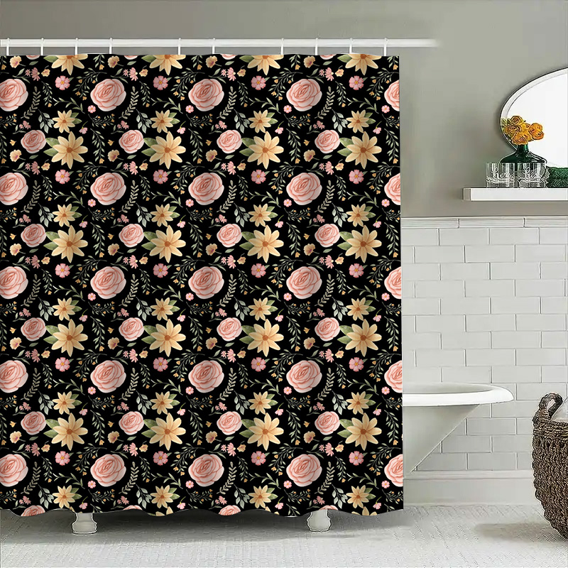 Black White Patterned Shower C - مراجعة Home Bathroom Remodel Diy وسعره