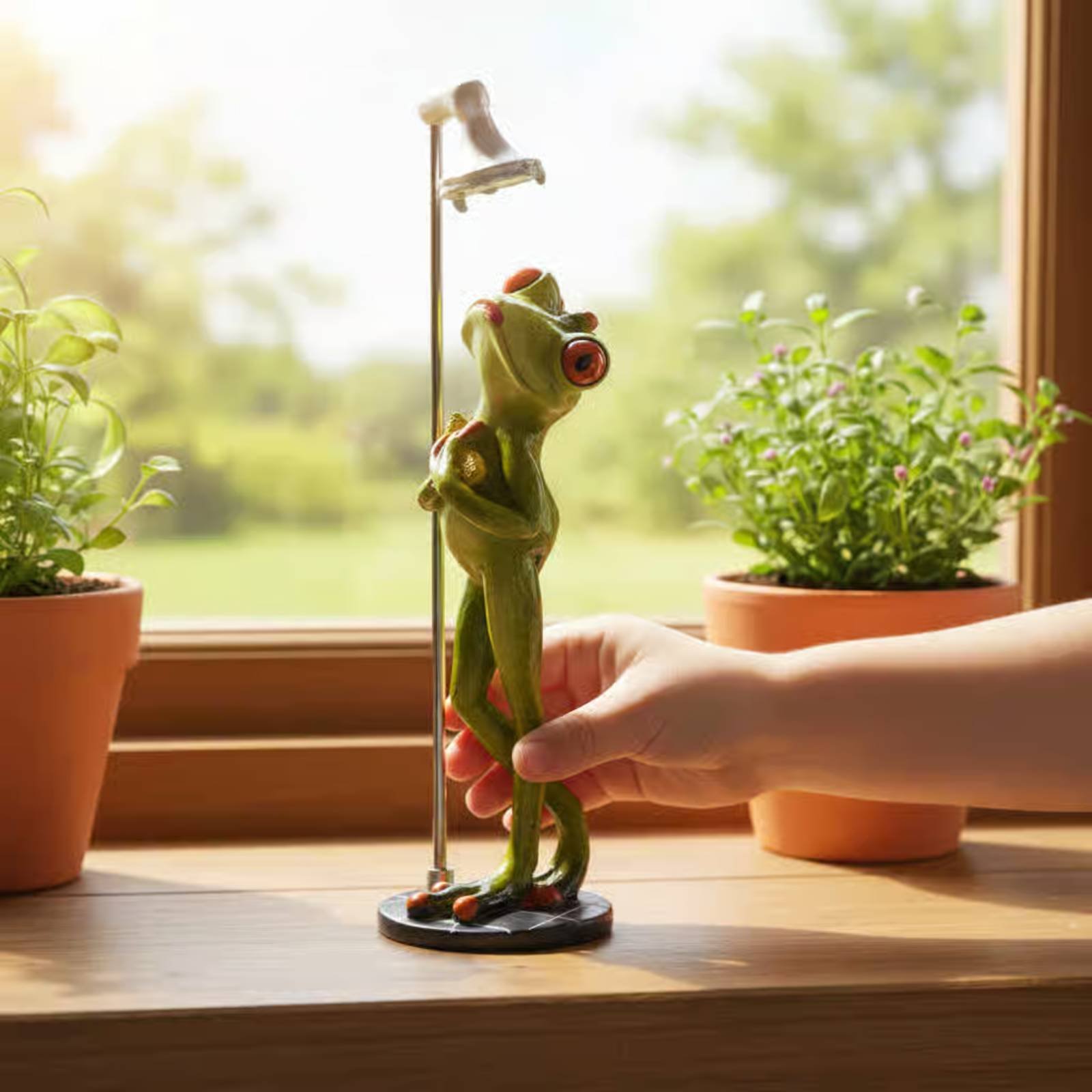 Showering Frog Figurine Novelt - مراجعة Home For Bathroom وسعره