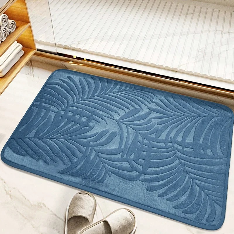 Embossed Palm Leaf Plant Print - مراجعة Zara Home Bathroom Mat وسعره