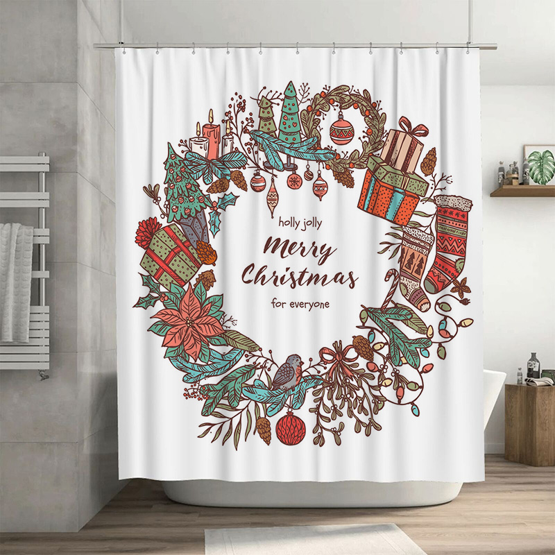 TU Merry Christmas Shower Curt - مراجعة Home Bathroom Upgrades وسعره