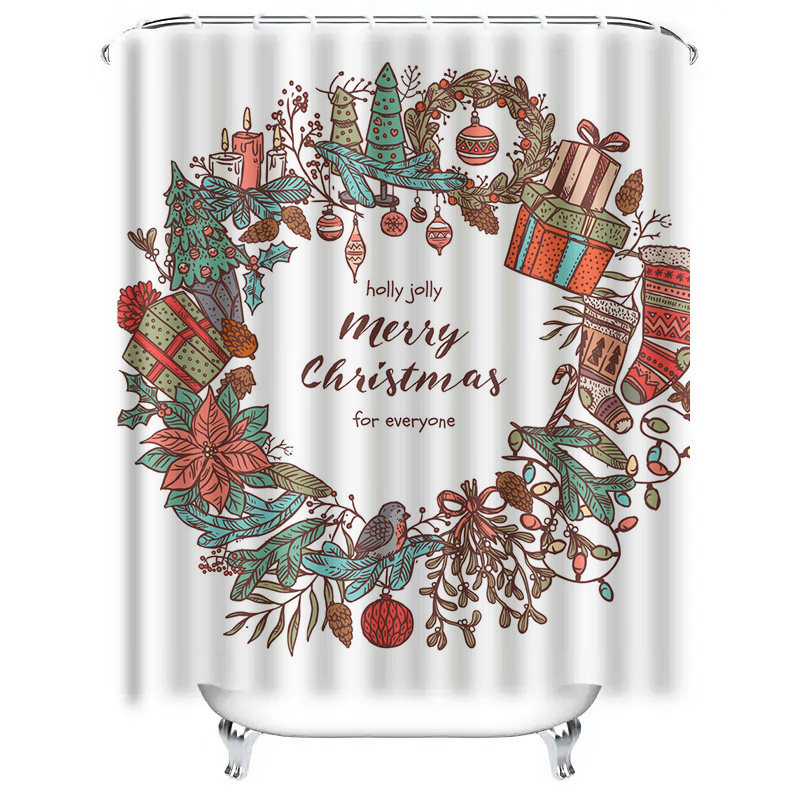TU Merry Christmas Shower Curt - مراجعة Home Bathroom Upgrades وسعره