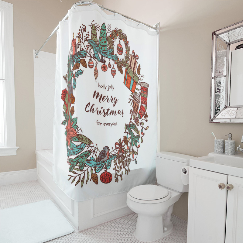 TU Merry Christmas Shower Curt - مراجعة Home Bathroom Upgrades وسعره