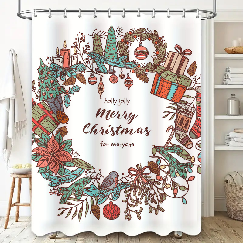 TU Merry Christmas Shower Curt - مراجعة Home Bathroom Upgrades وسعره