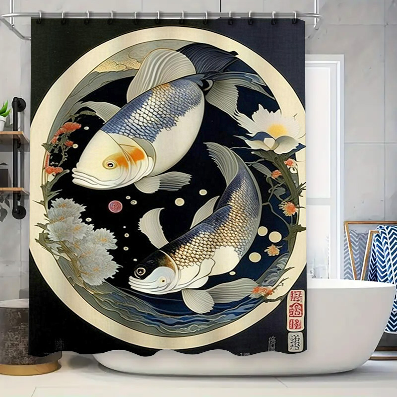 Vintage Japanese Fish Print Sh - مراجعة Japanese Home Bathroom Design وسعره