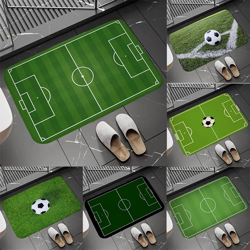 Soccer Field Pattern Door Mat  - مراجعة Zara Home Bathroom Mat وسعره
