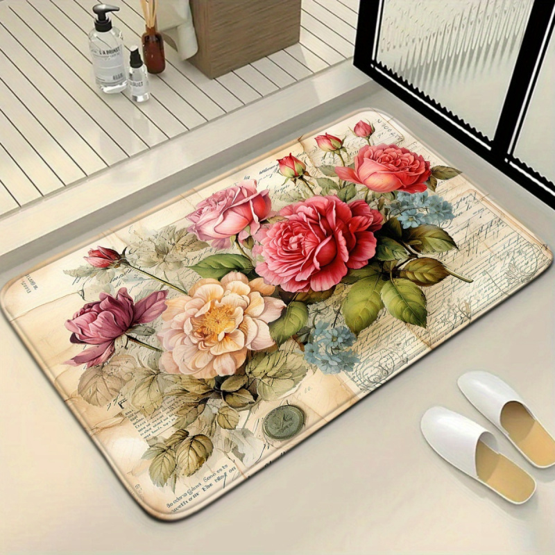 VIKAMA Vintage Floral Bath Mat - مراجعة Zara Home Bathroom Mat وسعره