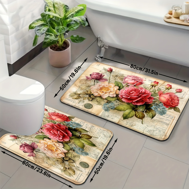 VIKAMA Vintage Floral Bath Mat - مراجعة Zara Home Bathroom Mat وسعره