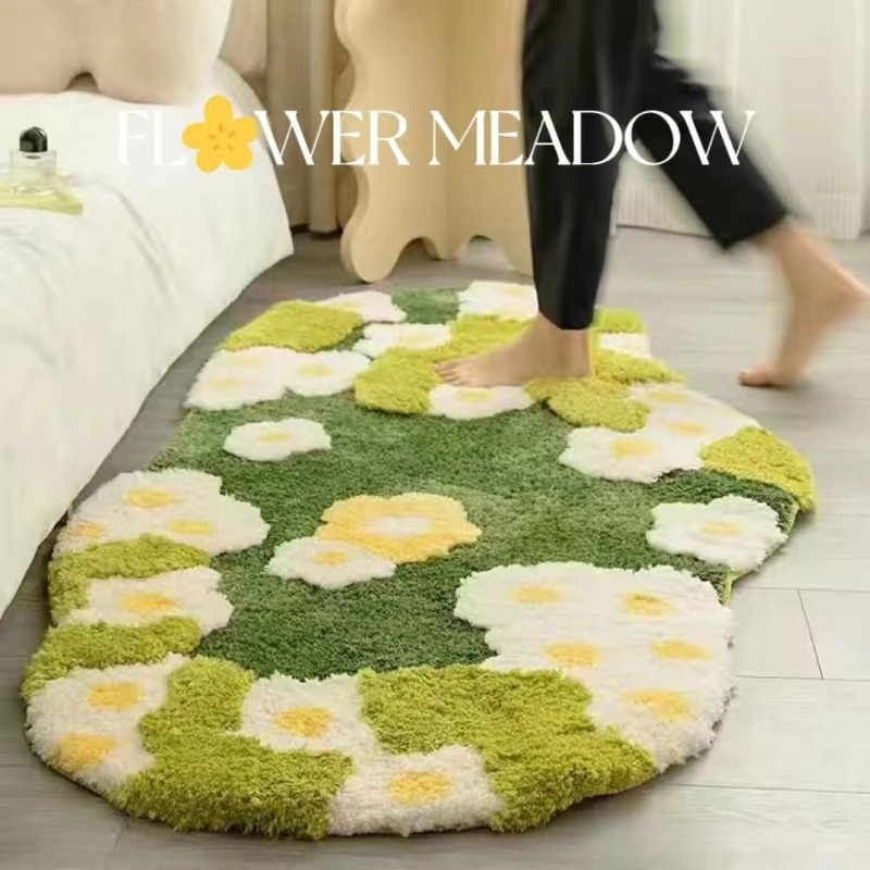 Aesthetic Tufting Moss Floral  - مراجعة Zara Home Bathroom Mat وسعره